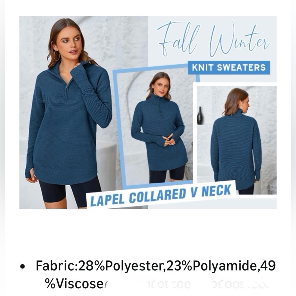 Red Half-Zip Knit Pullover | Thumb Hole | Small | Pretty Garden | New - Picture 6 of 11
